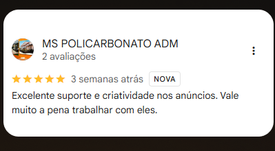 Avaliação positiva da MS Policarbonato ADM