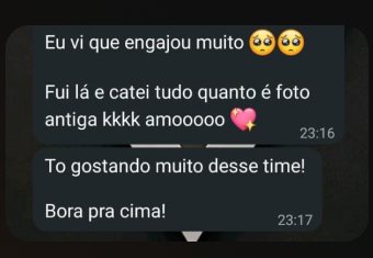 Feedback positivo recebido no WhatsApp